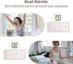 uscce Wooden Digital Alarm Clocks for Bedrooms with 0-100% Dimmable Display
