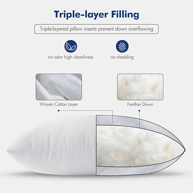 MIULEE Feather Pillow Insert 28x28, Decorative Down Feather Fluffy Throw Pillow - Image 6