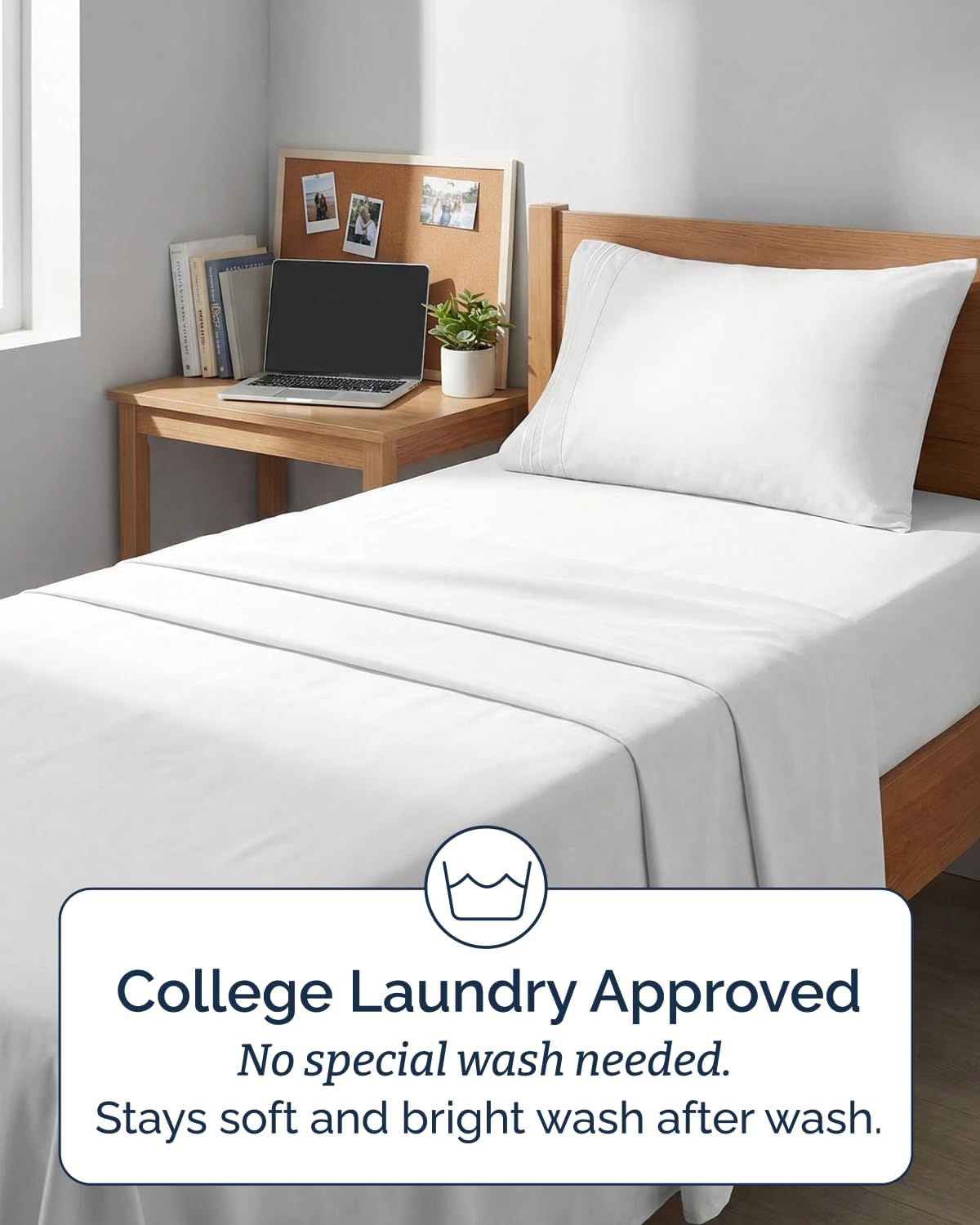 Twin XL Size 3 Piece Sheet Set - Comfy Breathable & Cooling Sheets - White