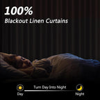 Guken Extra Long 100% Blackout Black Linen Curtains 102 Inches for Bedroom