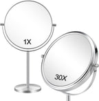 ALHAKIN 10x Magnifying Makeup Mirror, 8 Inch Tabletop Mirror Double Sided with Magnification, Swivel Make Up Mirror for Bathroom, Black