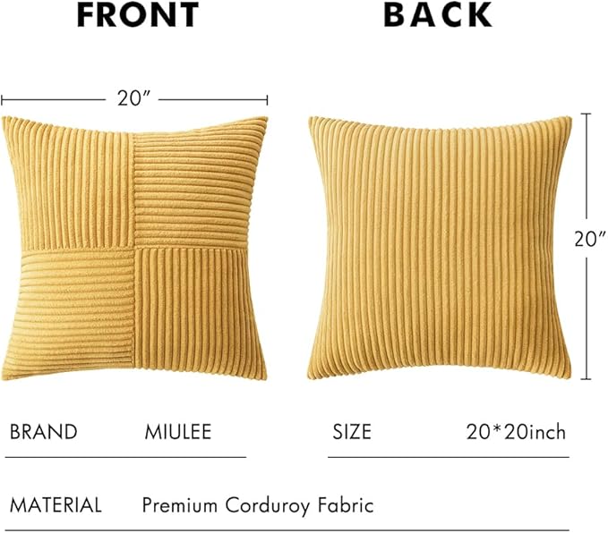 MIULEE Golden Mustard Decorative Throw Pillow Covers 20x20 Inch - Image 6