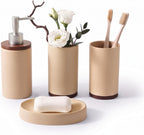LarqeeWare Ceramic Bathroom Accessories Set 4 Pcs, Matte Bathroom Sink Set