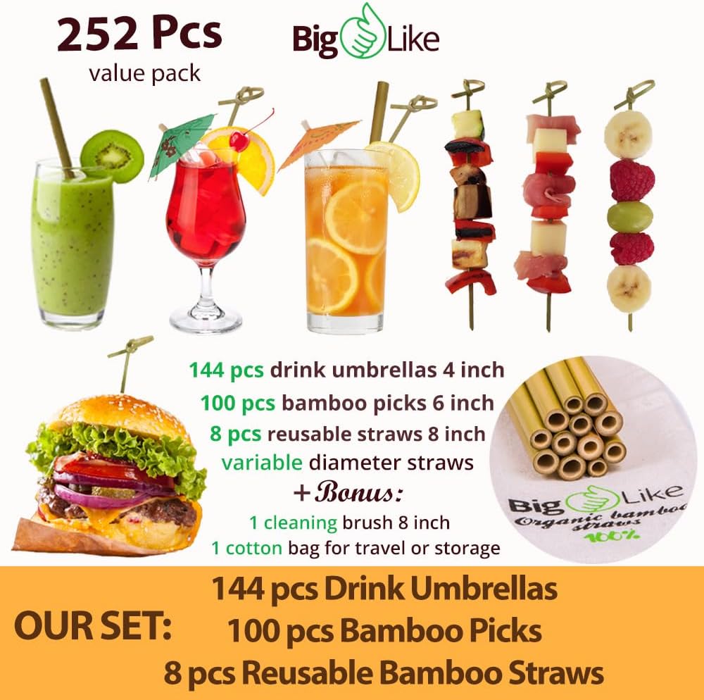 252 Pcs Cocktail Accessories for Drinks - Tiki Bar Cocktail Picks