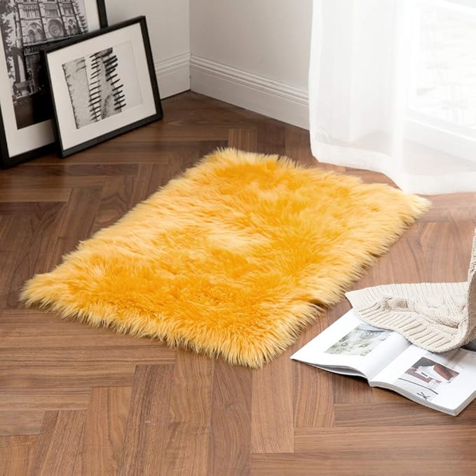 MIULEE Luxury Super Soft Fluffy Area Rug Faux Fur Rectangle Rug Decorative - Image 5