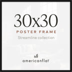 Americanflat 30x30 Poster Frame - Slim Molding - Black