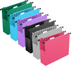 Extra Capacity Plastic Hanging File Folders,12 Pack,Letter, 6 Colors