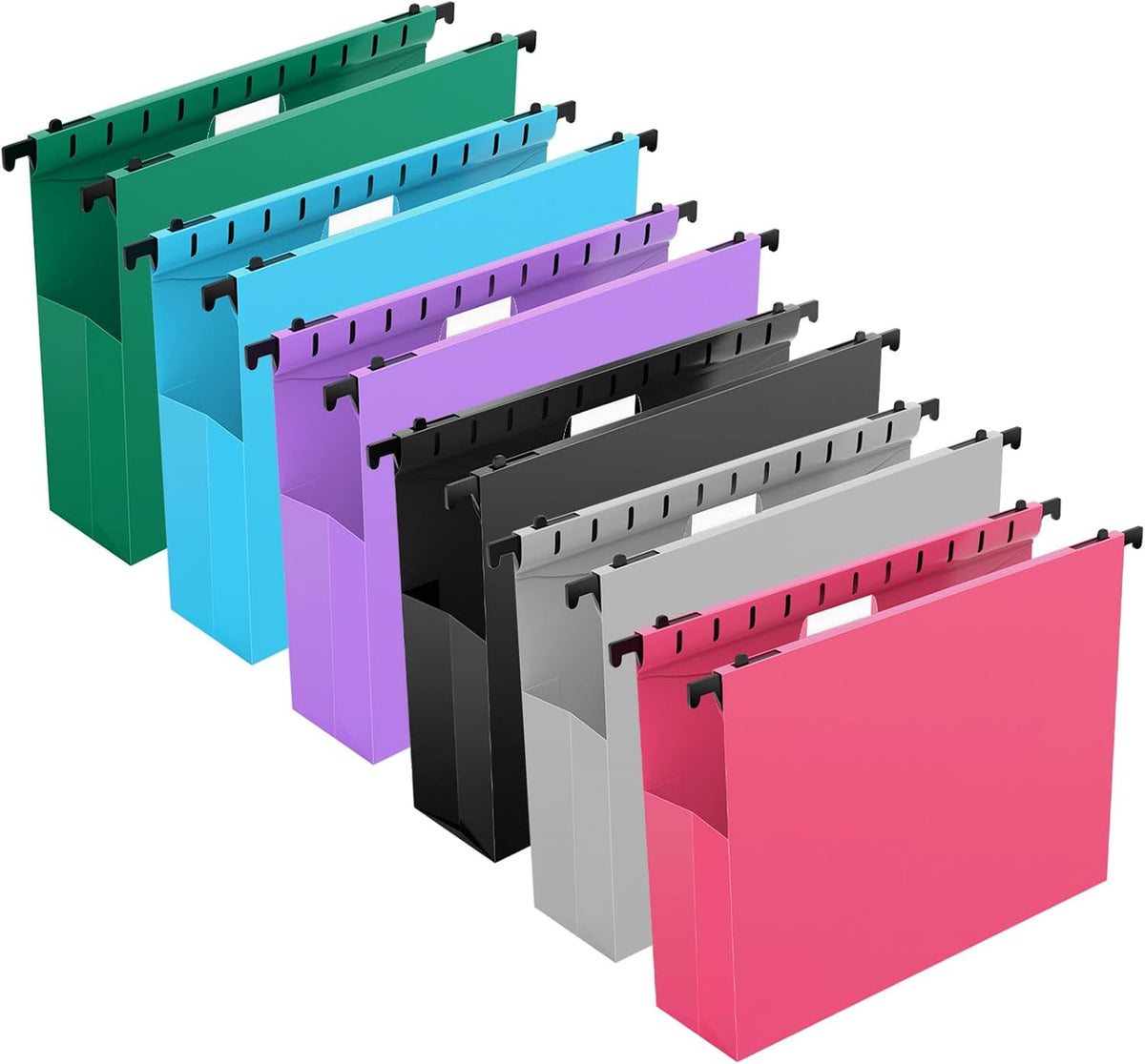 Extra Capacity Plastic Hanging File Folders,12 Pack,Letter, 6 Colors