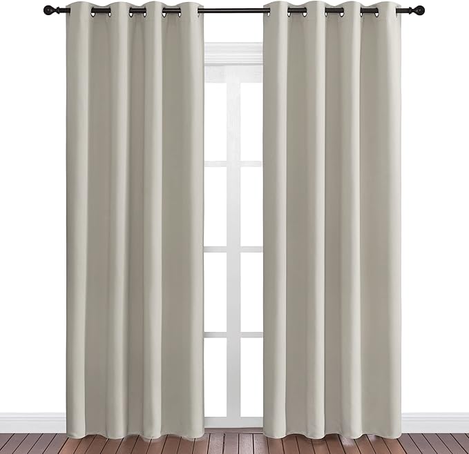 NICETOWN Natural Room Darkening Curtains 86" Long - Image 2