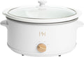Paris Hilton 6-Quart Manual Slow Cooker, Naturally Nonstick Stoneware Ceramic Insert, Three Settings (Low, High, Warm), Dishwasher Safe Family Size Slow Cooker, White