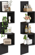 HOOBRO Corner Shelf Wall-Mounted, Set of 2 Floating Corner Shelves for Wall