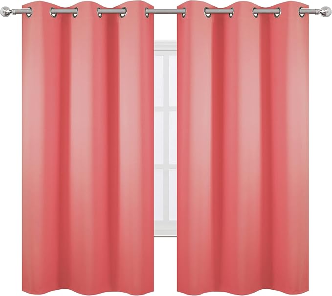 LEMOMO Coral Blackout Curtains 38 x 63 Inch Length/Set of 2 Curtain - Image 2