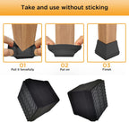 16 Pcs Non Slip Square Chair Leg Protector - Non Skid Furniture Grippers, Anti-Slip Silicone Furniture Feet Caps, Used for Outdoor Protection of Chair Legs (Black, 1.26-1.54").