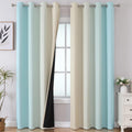 Estelar Textiler Aqua and Beige Ombre Blackout Curtains for Bedroom 84 Inch
