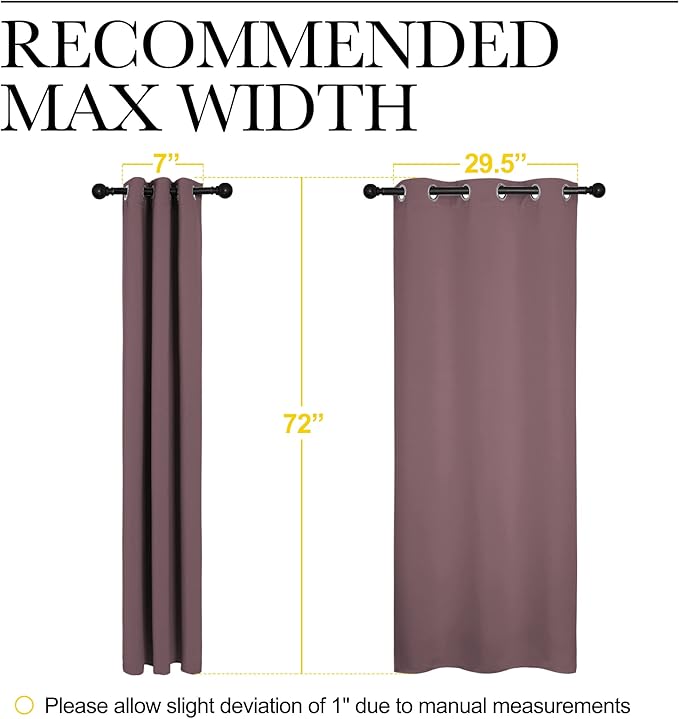 NICETOWN Bedroom Curtain Panels Blackout Draperies, Dry Rose, 1 Pair, 34 by - Image 7