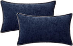 MIULEE Pack of 2 Couch Throw Pillow Covers 12x20 Inch Navy Blue Farmhouse - Image 6