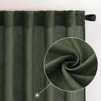 MIULEE Olive Green Linen Curtains 84 Inch Length 2 Panels - Image 2