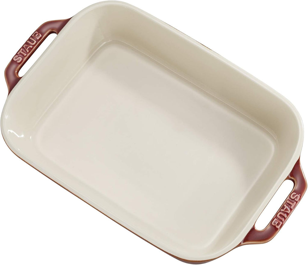 STAUB Ceramic Rectangular Baking Dish Set, 2 pc, Red