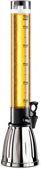 OGGI Beer Tower 3L/100oz - Beverage Dispenser with Spigot & Ice Tube, Margarita Tower, Mimosa Tower, Perfect Drink Dispensers for Parties, Drink Tower, Holds 6 Pints of Beer - Stainless