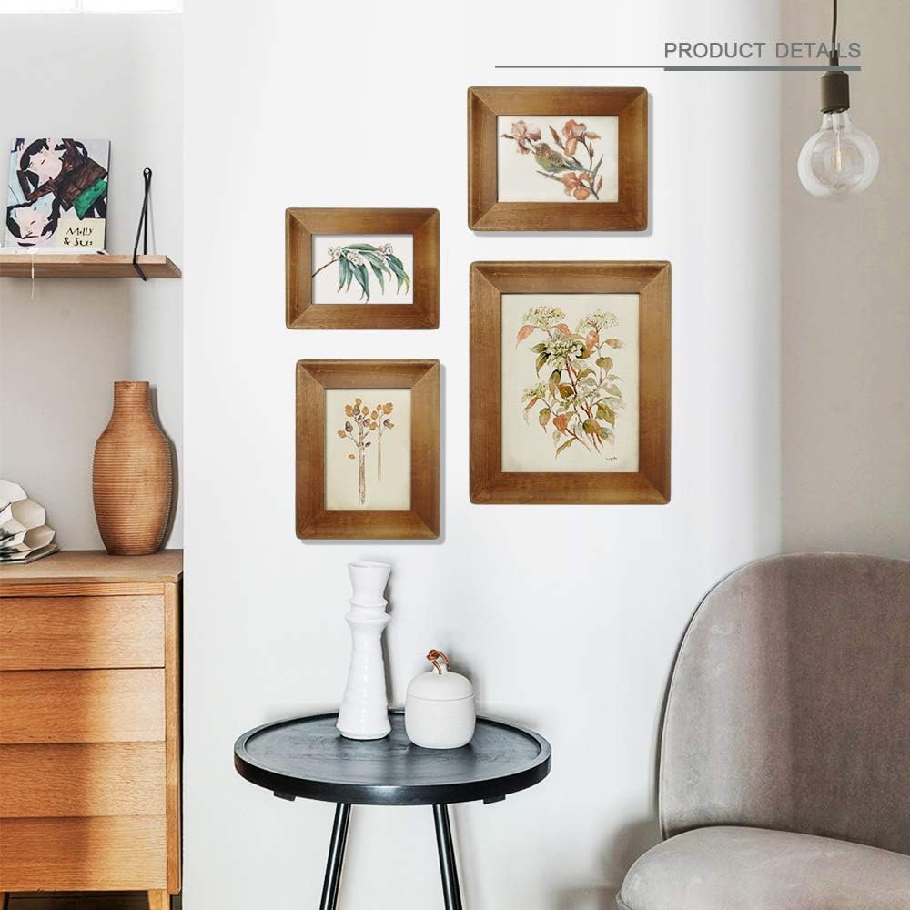 8x10 Picture Frames,Brown Rustic Wood Frame with Glass Front, Display 10x8 inch Photos for Table Top Display and Wall Mounting