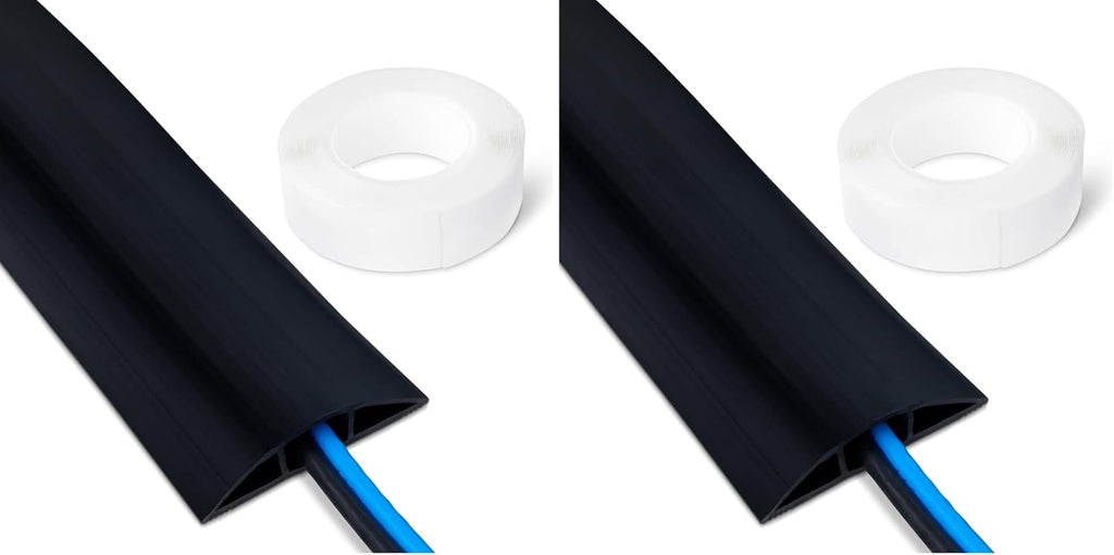 Amazon Basics Floor Cord Cover, 6ft Length, 2.6" Diameter, Cable Protector, Black