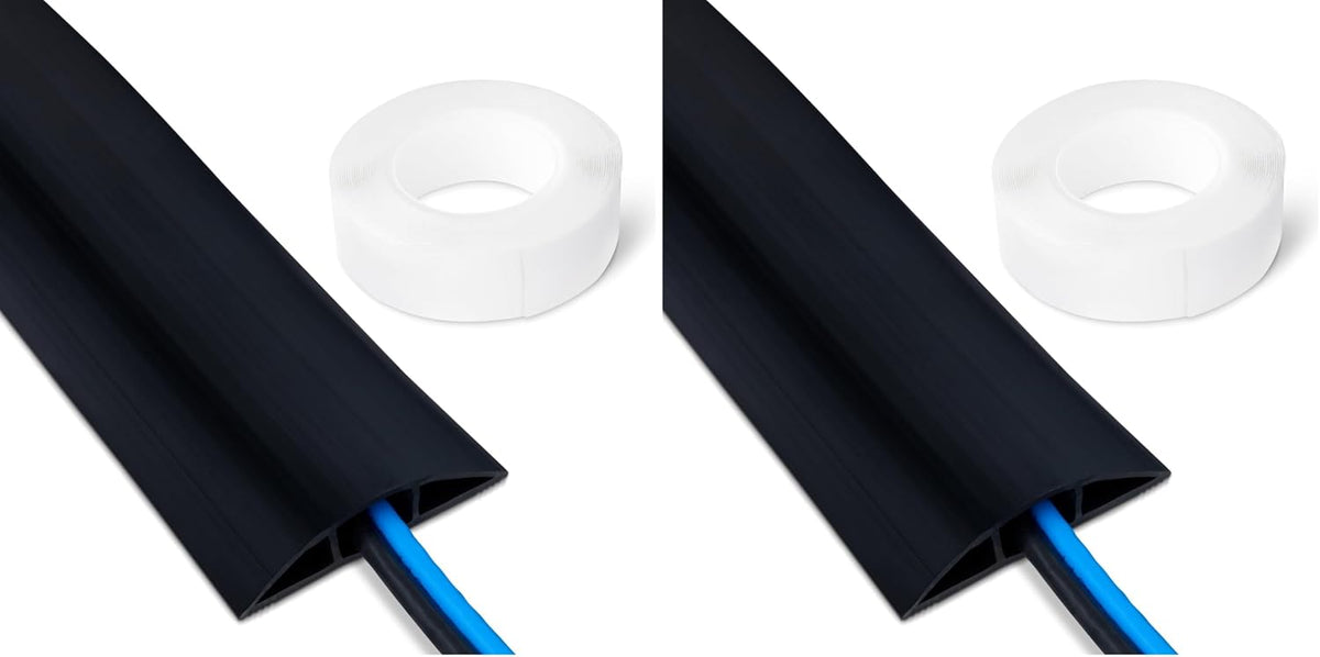 Amazon Basics Floor Cord Cover, 6ft Length, 2.6" Diameter, Cable Protector, Black