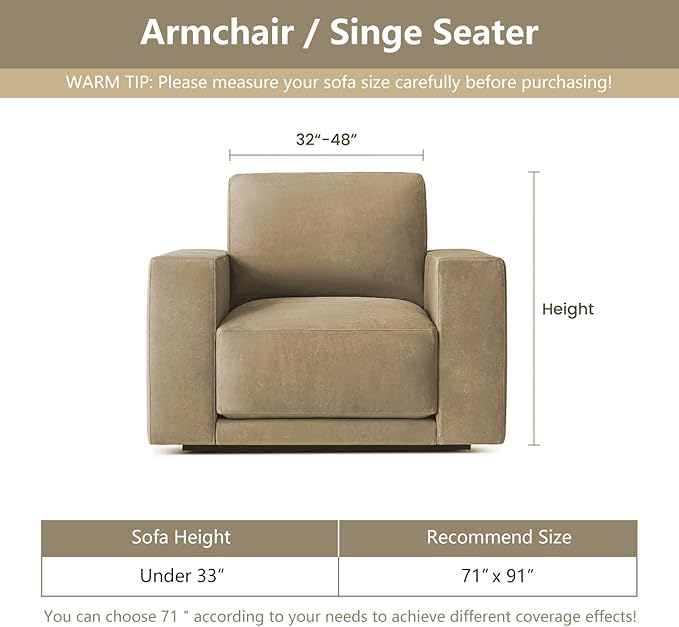 MYSKY HOME Chair Covers Armchair, Recliner Chair Cover Dark Grey Couch Cover - Image 6