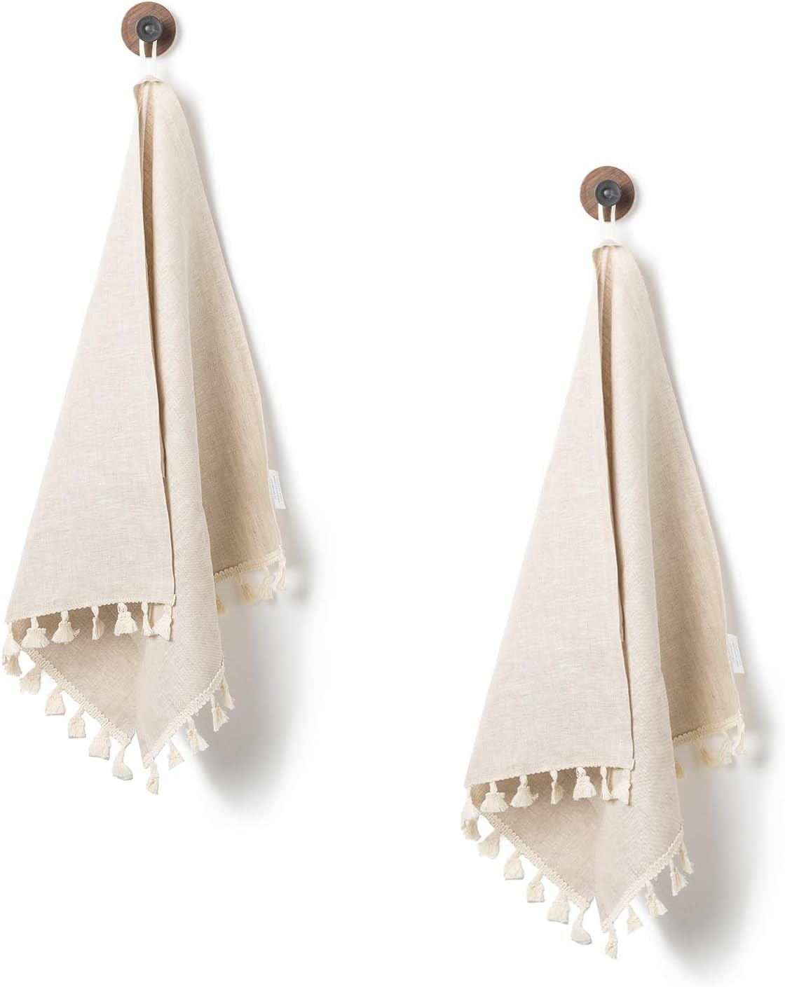 100% Linen Hand Towels 2 Pcs, 16x40 Inch Boho Decorative Kitchen Towels with Short Edge Tassel, Absorbent Soft Guest Bathroom Tea Dish Towels, Farmhouse Sink Towel Set,Blue