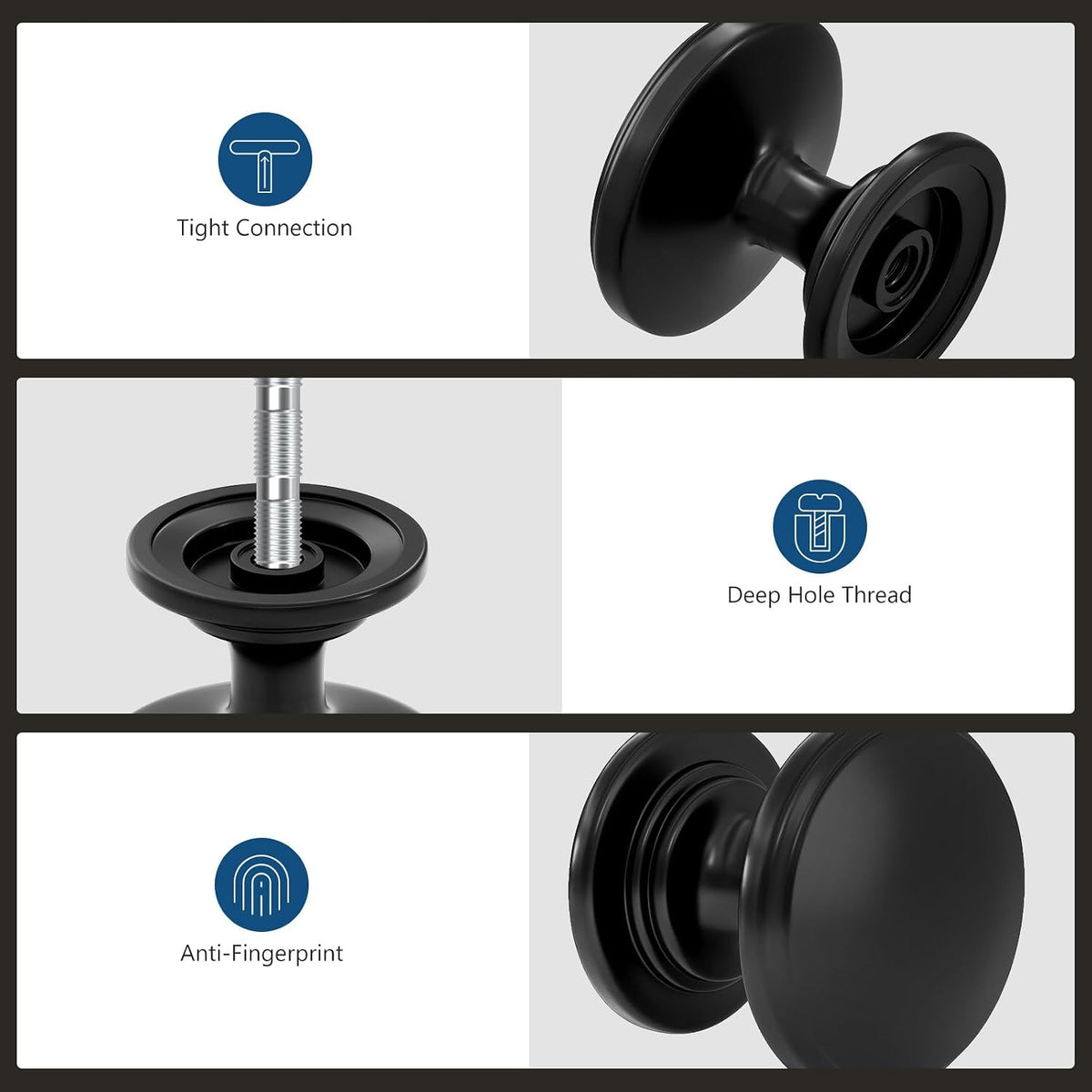 25Pack 1-3/16 in Black Cabinet Knobs