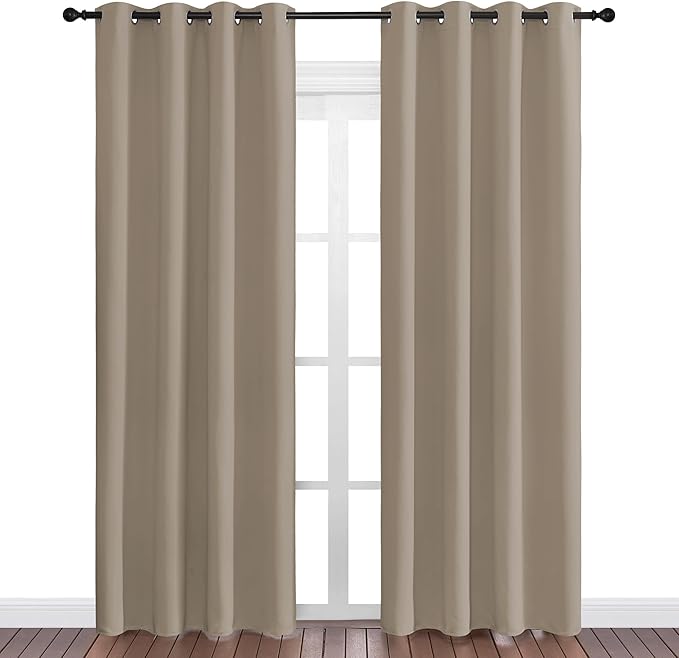NICETOWN Taupe Blackout Curtains 86" Long, 2 Pieces - Image 2