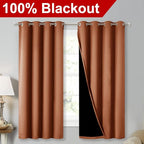 NICETOWN Burnt Orange 100% Blackout Lined Curtains, 2 Thick Layers Completely - Image 2