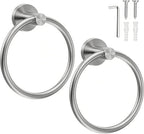 SetSail Towel Holder for Bathroom Wall Brushed Nickel Towel Ring, 2 Pack