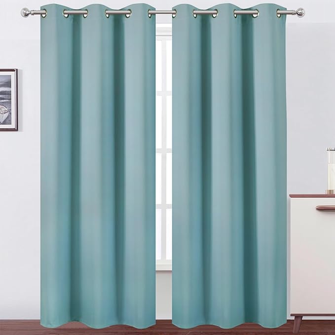 LEMOMO Stone Blue Thermal Blackout Curtains/42 x 84 Inch/Set of 2 Panels Room by Lemomo