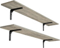 DINZI LVJ Long Wall Shelves, 47.3Inch Wooden Wall Mounted Shelves, Set of 2
