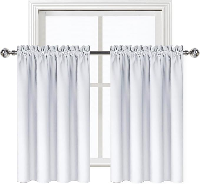 DWCN White Short Room Darkening Curtains - Image 9