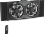 COMFORT ZONE Reversible Twin Window Fan with 3-Speeds & Expandable Width