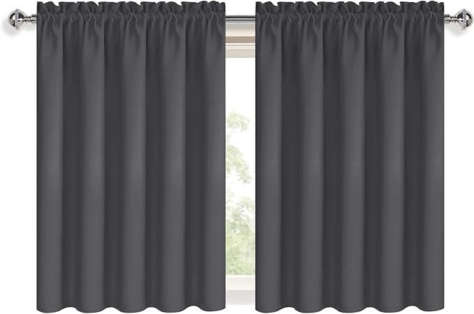 DWCN Short Blackout Curtains 36 inches Length 2 Panels Set, Half Window Rod - Image 9