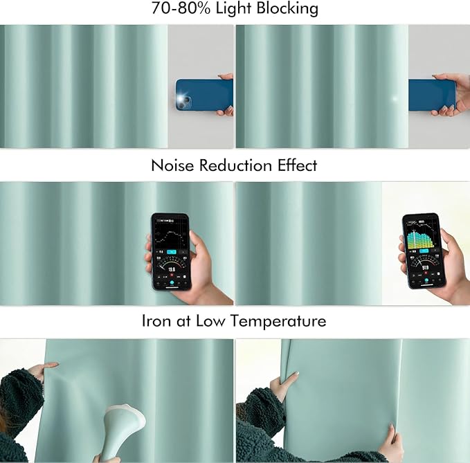 MIULEE Aqua Back Tab Blackout Curtains 63 Inch Length 2 Panels Set - Image 5