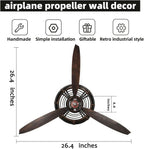 YOUKI Airplane Propeller Wall Decor,Aviation Decor,Pilot Gifts,Propeller Wall Sculptures,Wall Art for Kitchen Bedroom,Living room,kitchen,Bathroom, Battery Operated,Metal.Bronze
