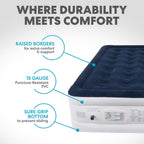 Simpli-Magic Premium Collection Luxury Air Mattress, Built-in High Capacity Pump for Home and Camping- Double Height, Adjustable, Inflatable Blow Up, Portable - Full Size