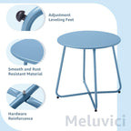 Meluvici Patio Outdoor Side Table Waterproof Round Metal Steel Small Side Table Weather Resistant Portable Outdoor and Indoor End Table for Garden Balcony Yard, Blue