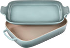 Le Creuset Stoneware Rectangular Dish w/Platter Lid, 14 3/4" x 9",Sea Salt