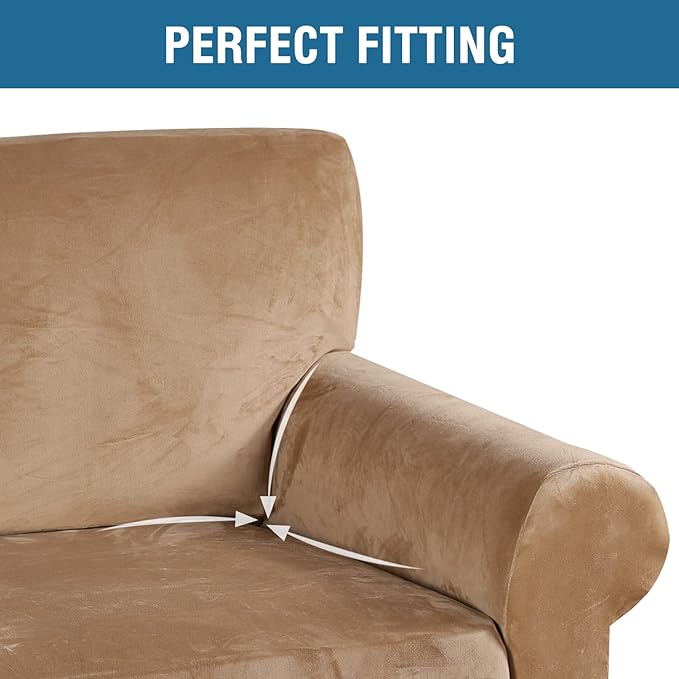 H.VERSAILTEX Stretch Velvet Armchair Cover Couch Covers 1 Cushion Chair - Image 4