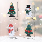DECSPAS Christmas Decorations Indoor, 4 PCS Wood Christmas Trees & Snowmen for Centerpiece Table Decorations, Wooden Tiered Tray for Xmas Decor, Home, Winter, Tabletop, Mantel, Shelf, Gifts