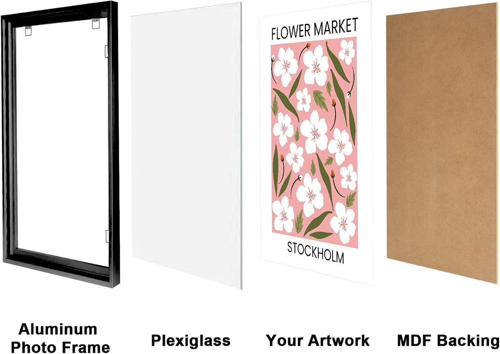 36x48 Poster Frames, 1Pcs, Plexiglass,Black Aluminum Snap Frame