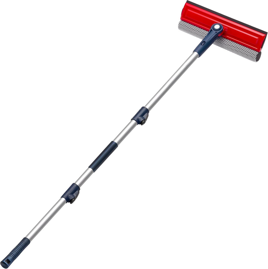 DSV Professional Window Squeegee | 2-in-1 Window Cleaner Sponge and 10" Soft Rubber Strip with Extension Pole 50 Inch & 127 cm | Adjustable to Clean from Multiple Angles