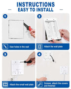 in wall Cable Management KKT with Triple Outlet, recessed Outlet with Brush Wall Plate, 9ft Cord, tv Cord Hider for Wall Mounted tv, for HDMI Cables and Home Theater Systems