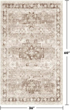 Washable Neutral Farmhouse Large Entryway Rug, 3x5 Area Rugs - Image 2