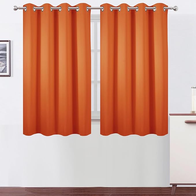 LEMOMO Blackout Curtains 66 x 54 Inch Long Orange Curtains Set of 2 Panels Room by Lemomo