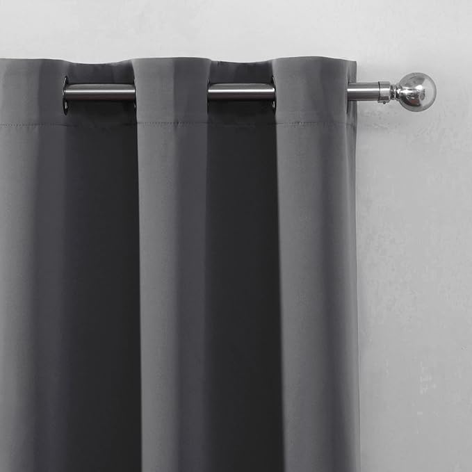 LEMOMO Blackout Curtains 66 x 54 Inch Long Frost Grey Curtains Set of 2 Panels - Image 6